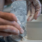 Karen Downing in her workshop 2017